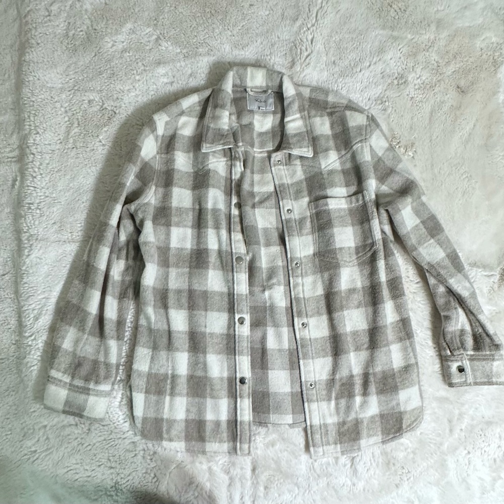 Rails Gray and White Lightweight Shirt Jacket